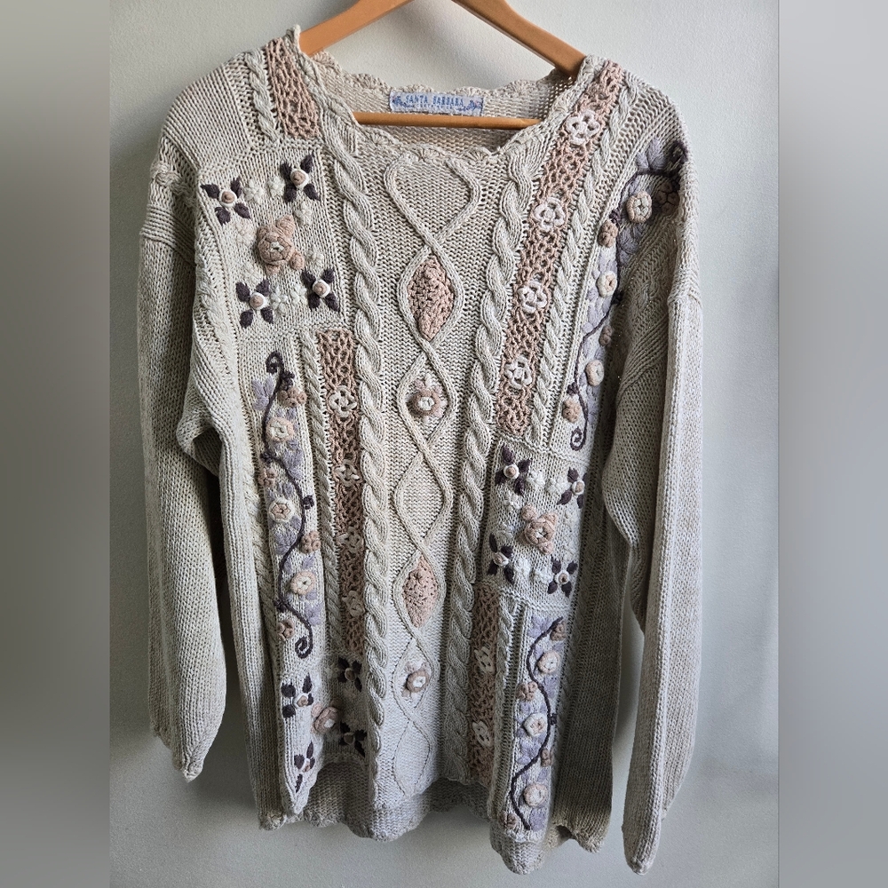 Santa Barbara Cream Cable Knit Sweater